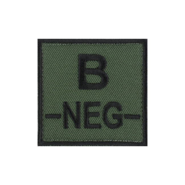 Écusson groupe sanguin B- Noir sur Vert Armée - DMB