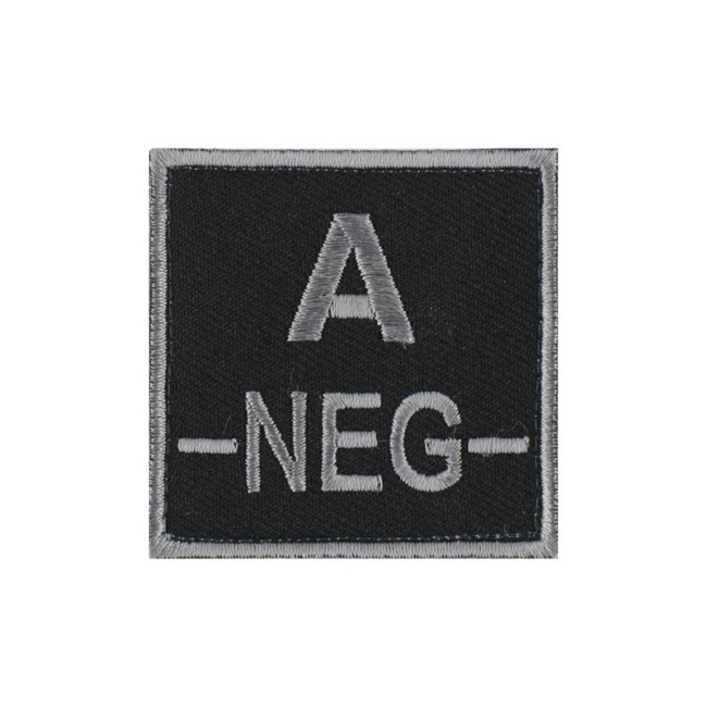 Écusson groupe sanguin A- Gris sur Noir - DMB Écusson groupe sanguin A- Gris sur Noir - DMB