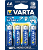Lot de 4 piles AA High Energy - Varta