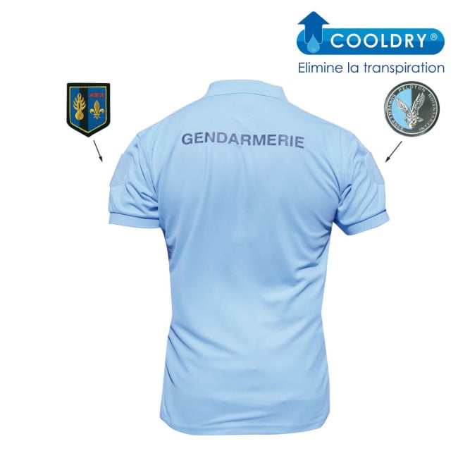 Atmungsaktives Poloshirt Gendarmerie Blau + Klettverschlüsse - Patrol