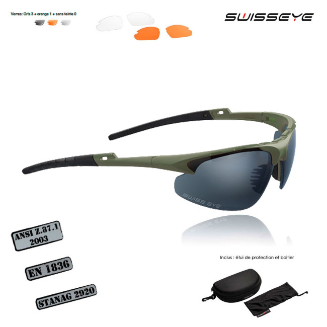Ballistische Sonnenbrille Apache Grün OD - Swisseye