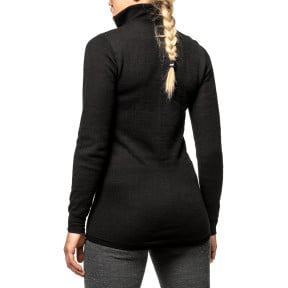 Koszulka z długimi rękawami z zamkiem Turtleneck 200 czarna - Woolpower