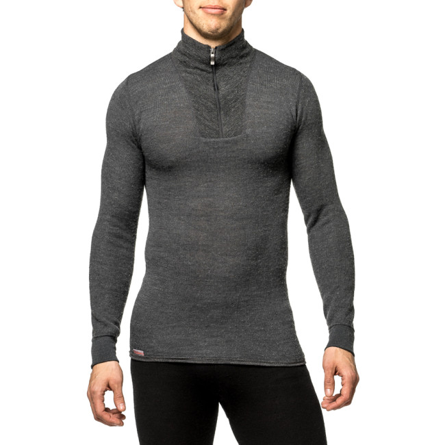 Langarm T-Shirt mit Reißverschluss Turtleneck 200 grau - Woolpower