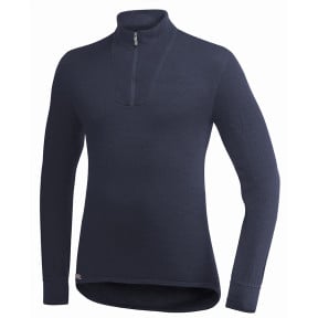Langarm-T-Shirt mit Reißverschluss Turtleneck 200 marineblau - Woolpower