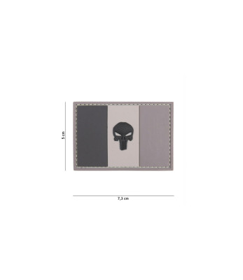 Patch 3D Punisher drapeau français en PVC - gris - 101 Inc