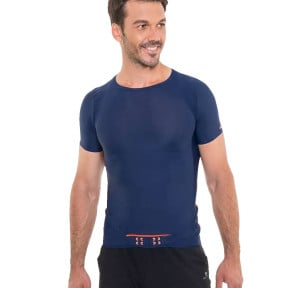 Kurzarm T-Shirt marineblau - Percko