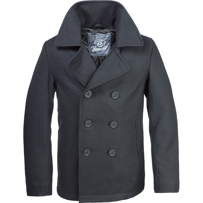 Manteau caban Marin laine Pea Coat Noir - Brandit