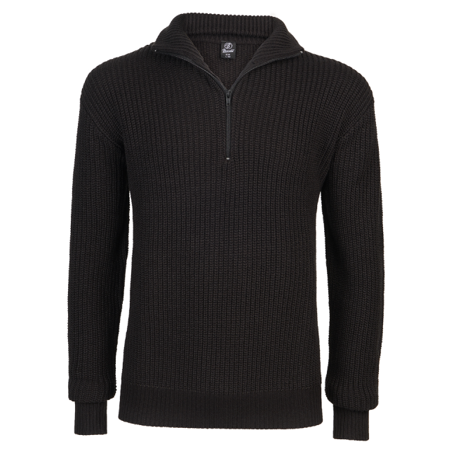 Pull V-hals met rits Zwart - Brandit