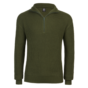 V-Ausschnitt Pullover mit Reißverschluss Grün - Brandit