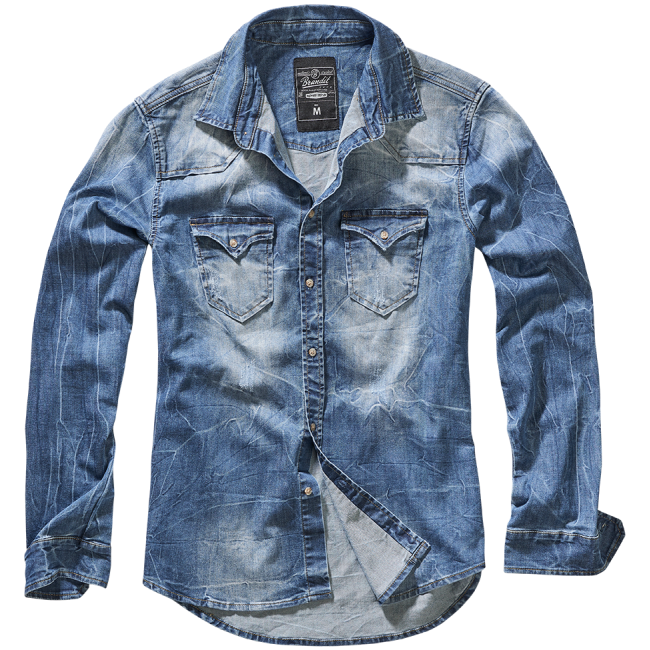 Chemise Jean Vintage Riley Denim effet froissé bleu - Brandit