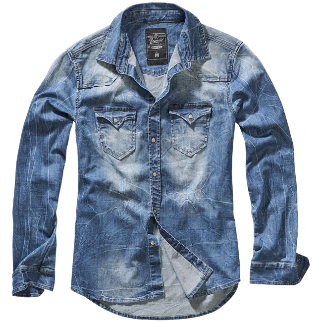 Chemise Jean Vintage Riley Denim effet froissé bleu - Brandit