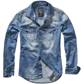 Koszula Dżinsowa Vintage Riley Denim z efektem pomarszczenia niebieska - Brandit