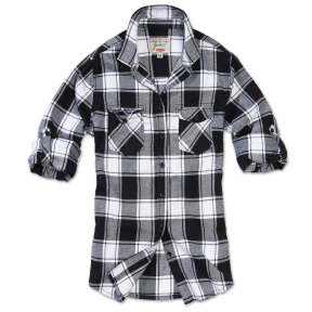 Amy Flannel Shirt Dames Zwart & Wit - Brandit