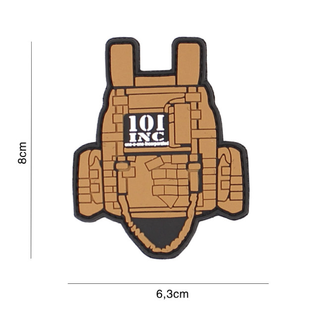 Patch gilet tactique marron en PVC - 101 Inc