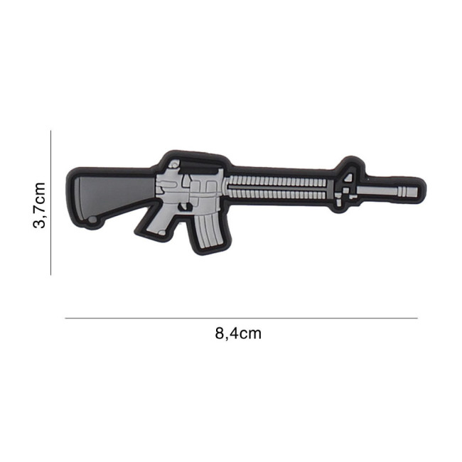 Patch 3D arme M16 en PVC gris - 101 Inc Patch 3D arme M16 en PVC gris - 101 Inc