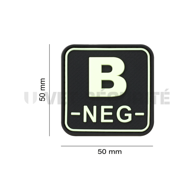 Patch carré groupe sanguin B- Fluorescent - JTG