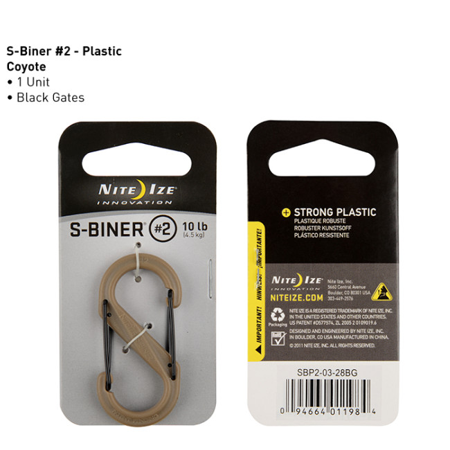 S-Biner plastic karabijnhaak Maat 2 coyote - Nite Ize