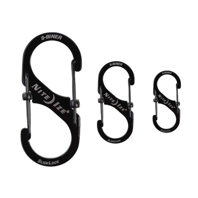 Lot de mousquetons S-Biner SlideLock Taille 2, 3 et 4 noir - Nite Ize 