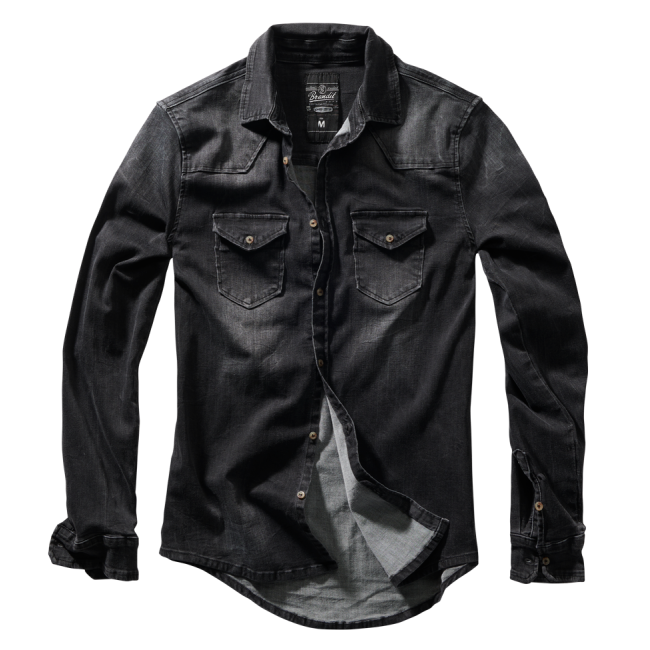 Chemise Jean Vintage Riley Denim effet froissé Noire - Brandit