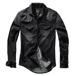 Chemise Jean Vintage Riley Denim effet froissé Noir - Brandit