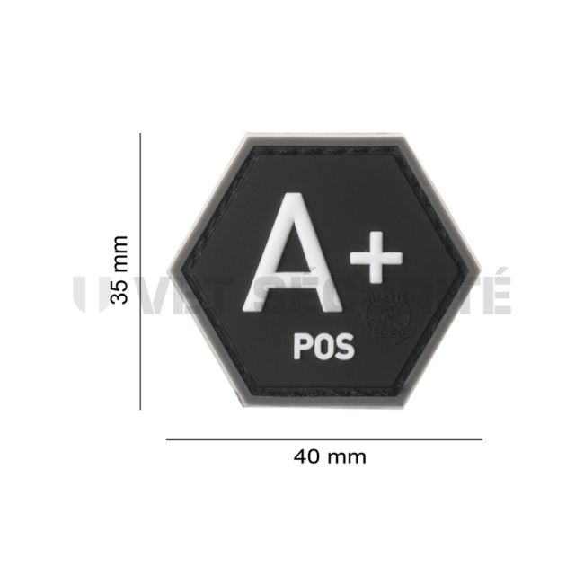 Patch hexagonal groupe sanguin A+  Noir - JTG