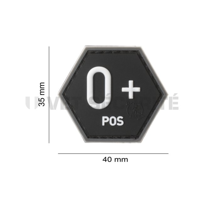 Patch hexagonal groupe sanguin O+  Noir - JTG