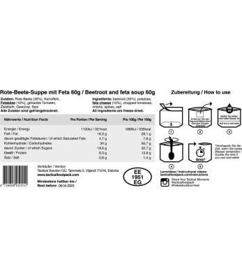 Soupe à la Betterave et Feta - Tactical Foodpack