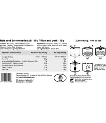 Repas Riz et Porc - Tactical Foodpack