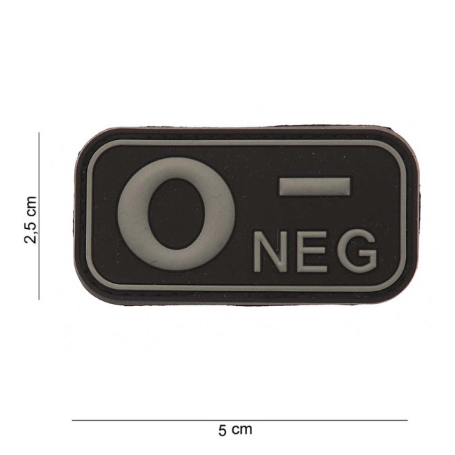 3D PVC Patch bloedgroep O- Zwart - 101 Inc