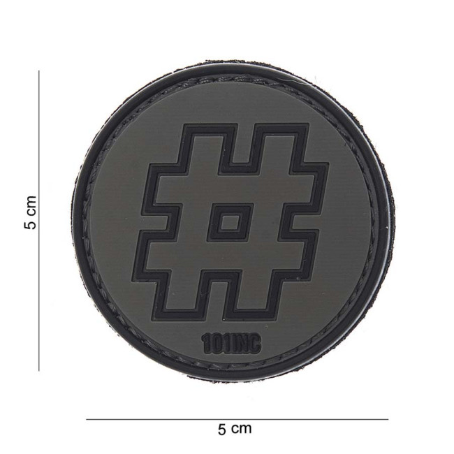 3D PVC Patch "Hashtag" Schwarz - 101 Inc