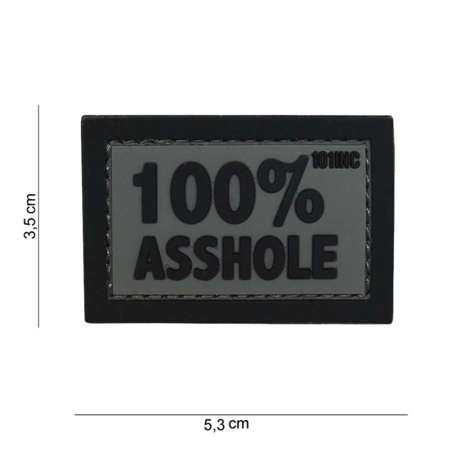 Patch 3D en PVC "100% Asshole" gris - 101 Inc