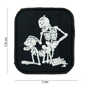 Naszywka 3D z PVC "Two Skeletons" czarna - 101 Inc