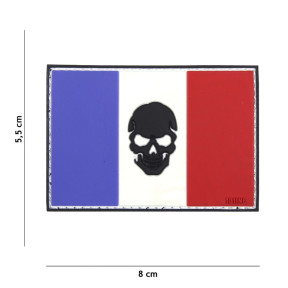 Naszywka 3D z PVC Flaga Francji i czaszka - 101 Inc