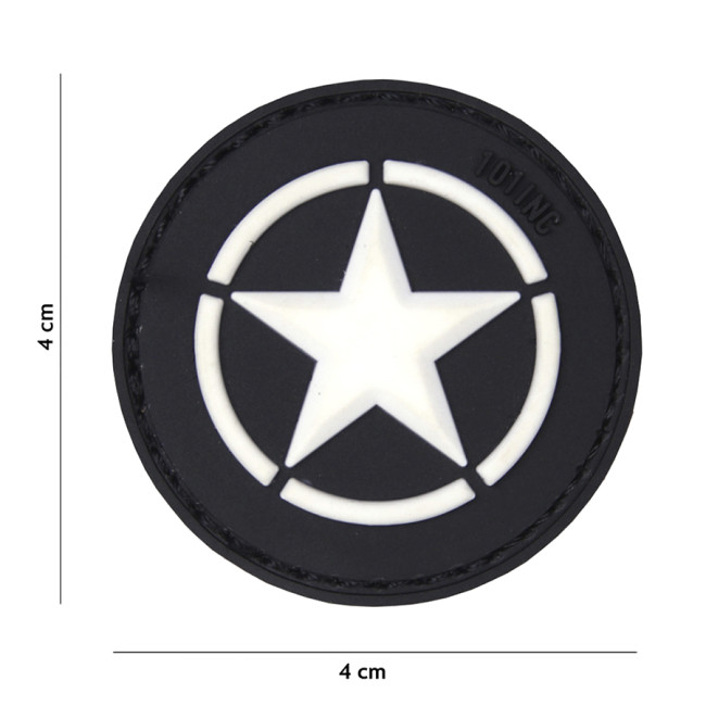 Naszywka 3D z PVC "Allied star" Czarna - 101 Inc