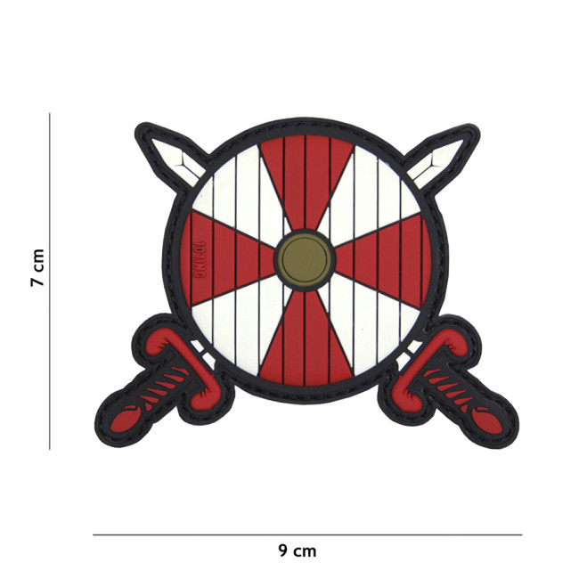 Patch 3D en PVC Bouclier Viking rouge blanc - 101 Inc