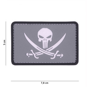 Patch 3D en PVC Punisher pirate gris/blanc - 101 Inc