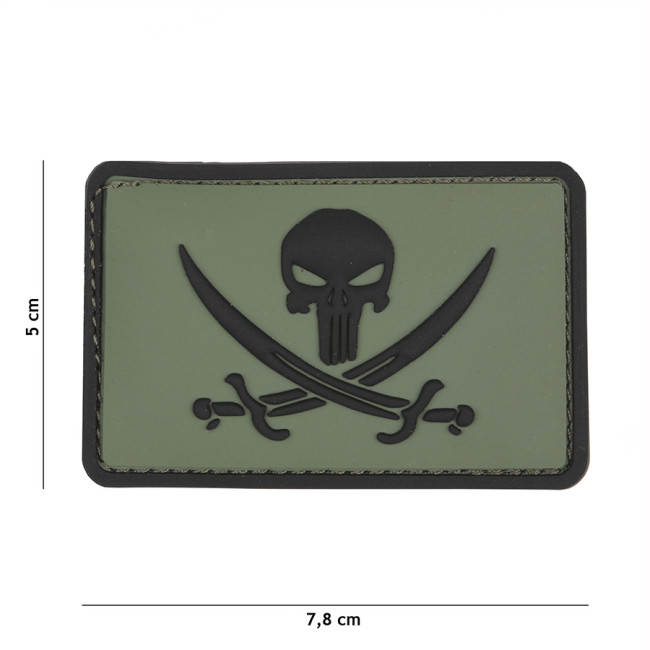 Patch 3D en PVC Punisher pirate vert - 101 Inc Patch 3D en PVC Punisher pirate vert - 101 Inc