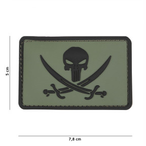 Naszywka 3D PVC Punisher pirat zielona - 101 Inc