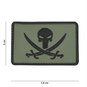Naszywka 3D PVC Punisher pirat zielona - 101 Inc
