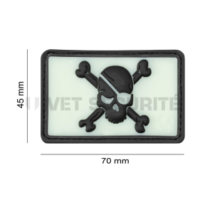 Piraten-Totenkopf-Patch mit phosphoreszierendem Hintergrund - JTG
