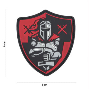 Patch 3D PVC Bouclier chevalier rouge  - 101 Inc