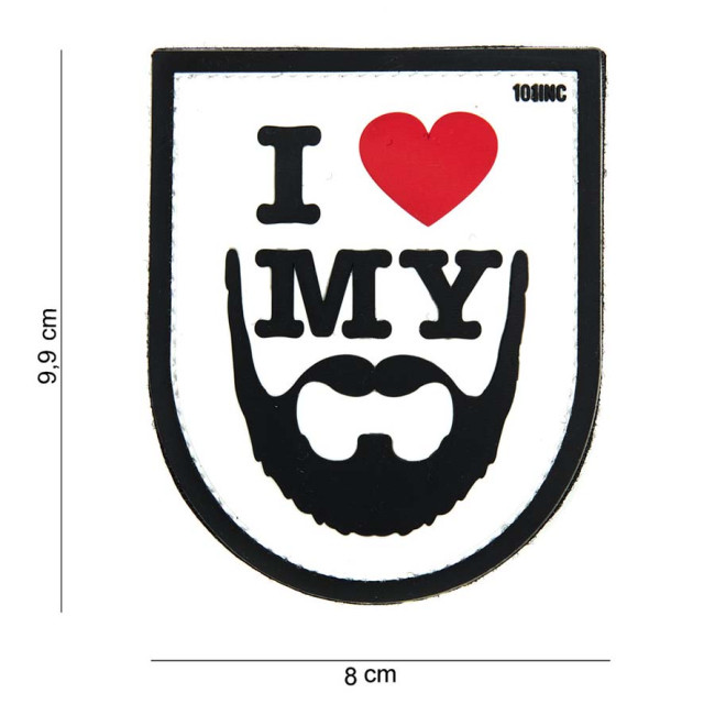 Patch 3D PVC I Love My Beard Blanc - 101 Inc
