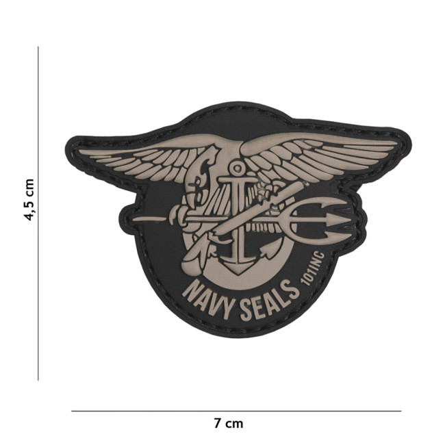 3D PVC Patch Navy Seals Grau - 101 Inc
