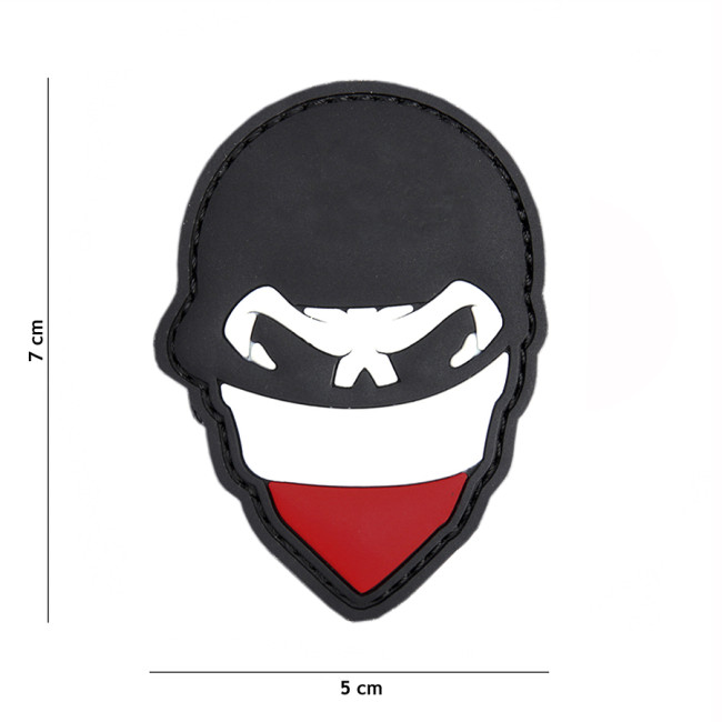 3D PVC Patch Polish Skull Balaclava Rood
