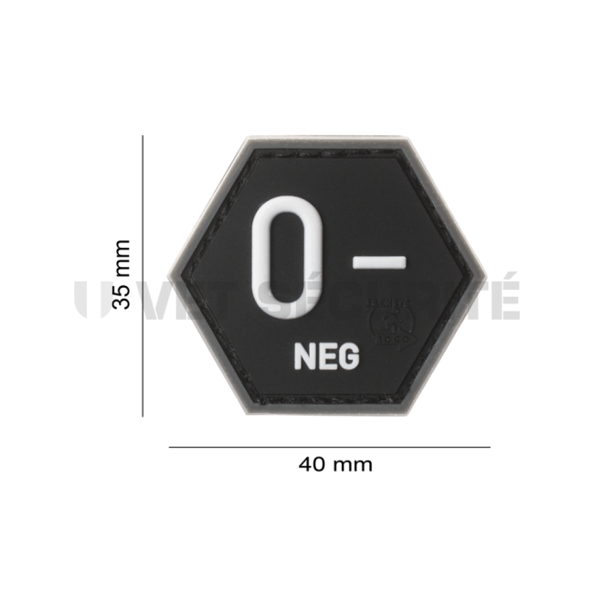Patch Octogonal Noir Groupe Sanguin O négatif - Jacket To Go