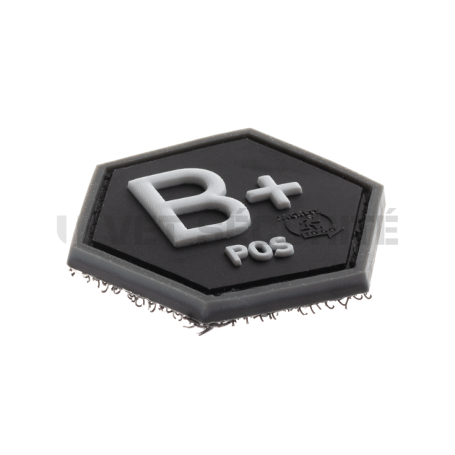 Patch Octagonaal Zwart Bloedgroep B positief - Jacket To Go