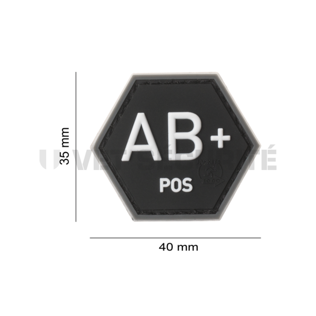 Patch Hexagonal Noir Groupe Sanguin AB Positif - Jacket To Go