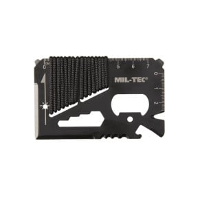 Multifunktionale Überlebenskarte mit Paracord Schwarz - Miltec