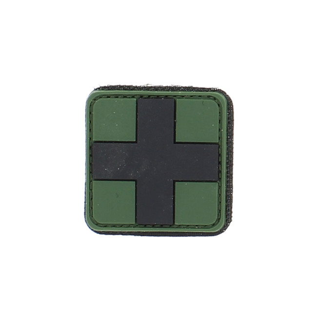 Patch 3D PVC croix noir sur fond vert - 101 Inc