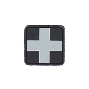 Patch 3D PVC croix grise sur fond noir - 101 Inc